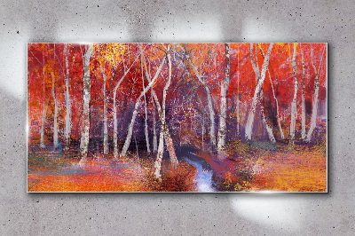 Glasbild Bunter Herbst im Wald