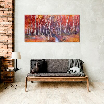 Glasbild Bunter Herbst im Wald