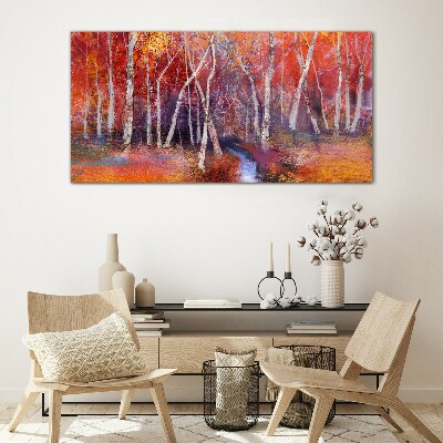 Glasbild Bunter Herbst im Wald