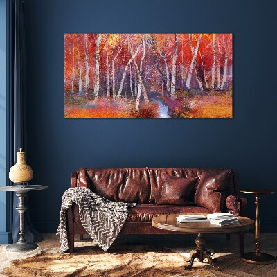 Glasbild Bunter Herbst im Wald