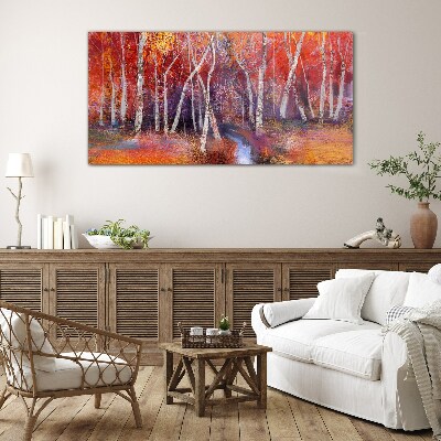 Glasbild Bunter Herbst im Wald