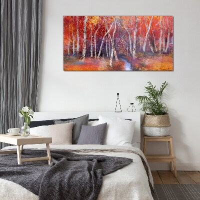 Glasbild Bunter Herbst im Wald