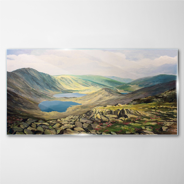 Bild auf glas drucken Berglandschaft mit See