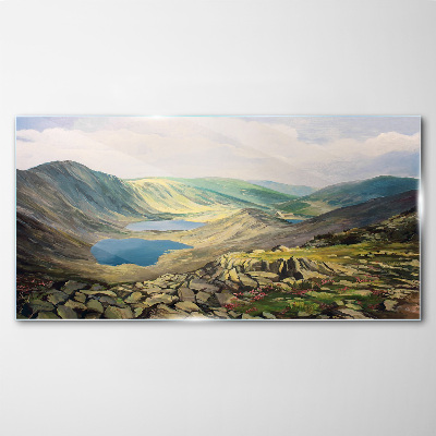 Bild auf glas drucken Berglandschaft mit See
