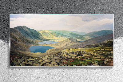 Bild auf glas drucken Berglandschaft mit See