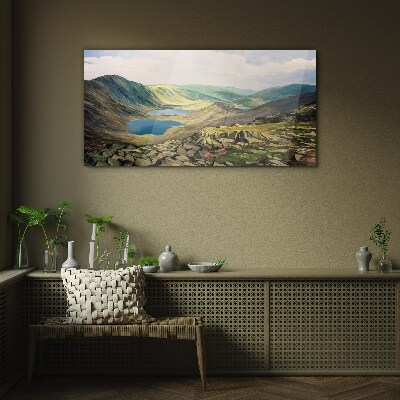 Bild auf glas drucken Berglandschaft mit See
