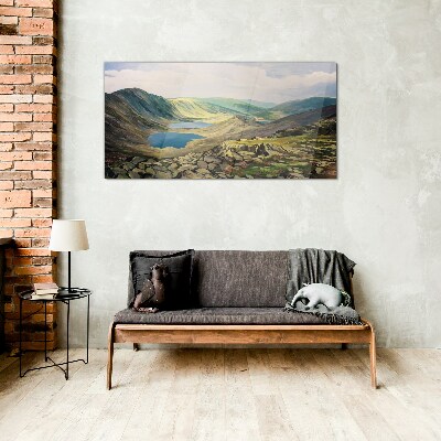Bild auf glas drucken Berglandschaft mit See