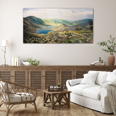 Bild auf glas drucken Berglandschaft mit See