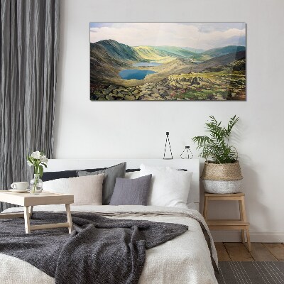 Bild auf glas drucken Berglandschaft mit See