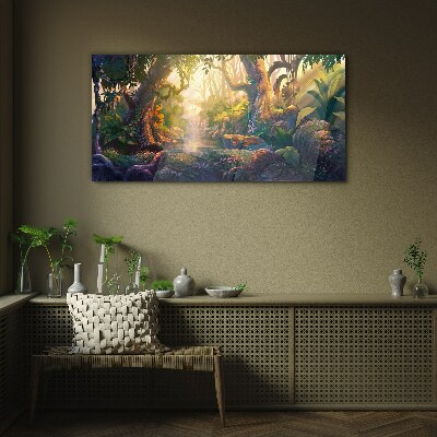 Glas bild Geheimnisvoller Wald am Morgen