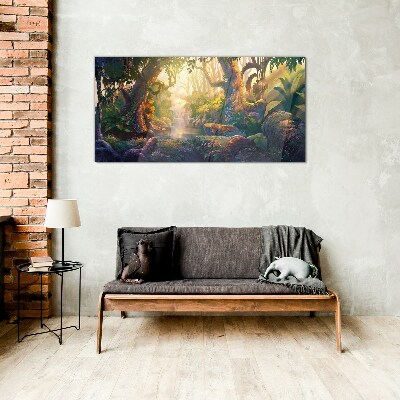 Glas bild Geheimnisvoller Wald am Morgen