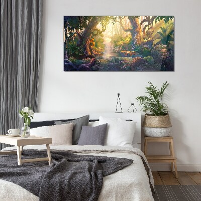 Glas bild Geheimnisvoller Wald am Morgen