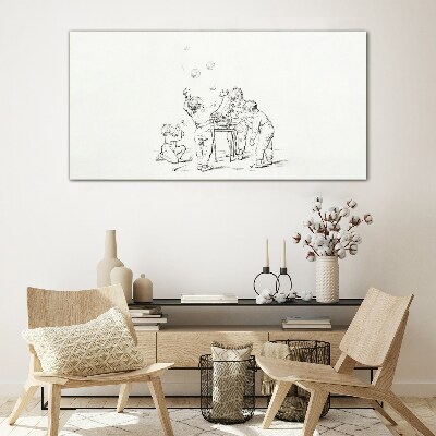Glasbild Kinder spielen mit Seifenblasen