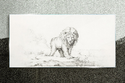 Glasbild Löwe in Kontemplation