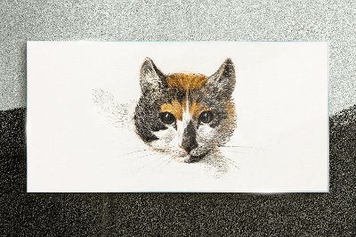 Glasbild Porträt einer Katze in zarten Farbtönen