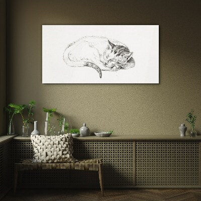 Glasbild Schlafende Katze