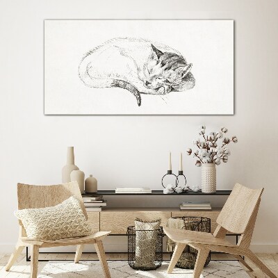 Glasbild Schlafende Katze