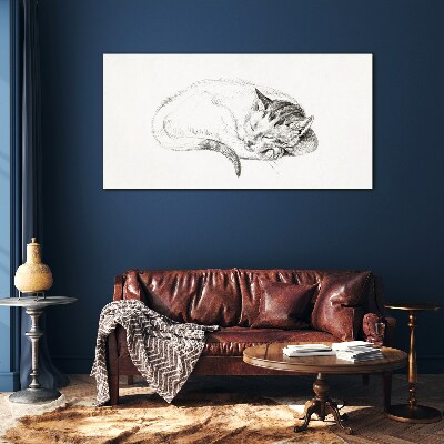 Glasbild Schlafende Katze