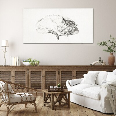 Glasbild Schlafende Katze