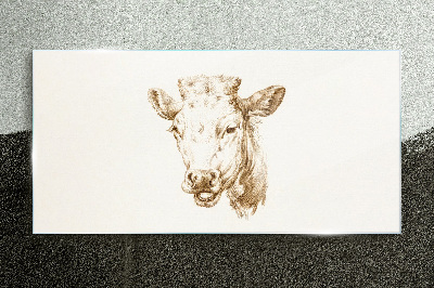 Glasbild Kuh-Tierzeichnung