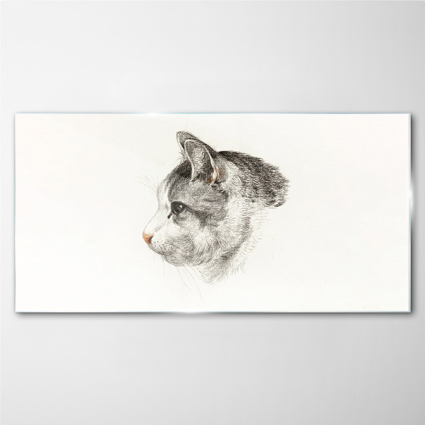 Glasbild Porträt einer Katze auf weißem Hintergrund