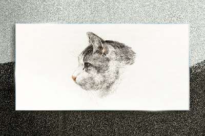 Glasbild Porträt einer Katze auf weißem Hintergrund