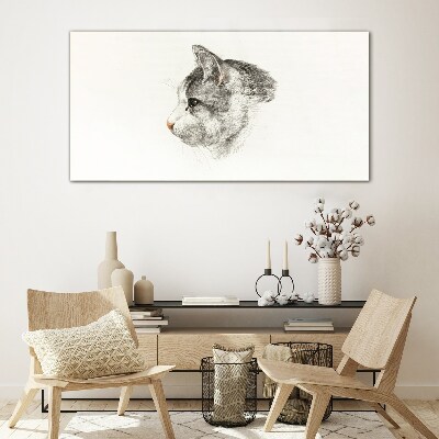 Glasbild Porträt einer Katze auf weißem Hintergrund