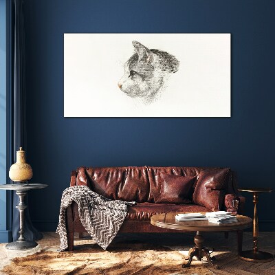 Glasbild Porträt einer Katze auf weißem Hintergrund