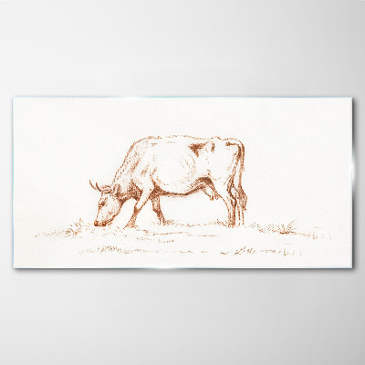 Glasbild Kuh auf der Wiese