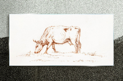 Glasbild Kuh auf der Wiese