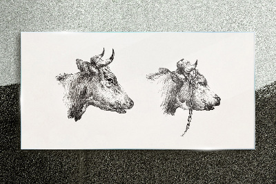 Glasbild Tiere Kühe zeichnen