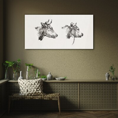 Glasbild Porträt von zwei Kühen