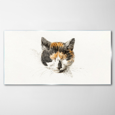 Glasbild Porträt einer Katze in Brauntönen