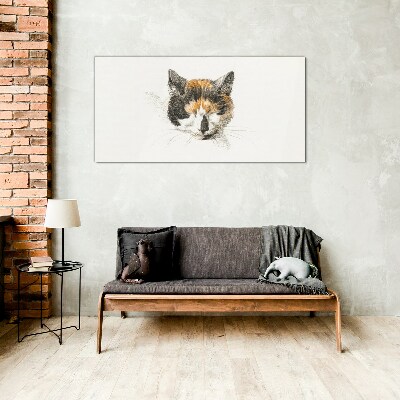 Glasbild Porträt einer Katze in Brauntönen