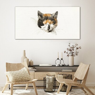 Glasbild Porträt einer Katze in Brauntönen