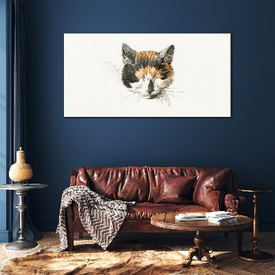 Glasbild Porträt einer Katze in Brauntönen