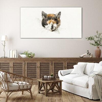 Glasbild Porträt einer Katze in Brauntönen