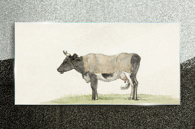Glasbild Kuh auf der Wiese