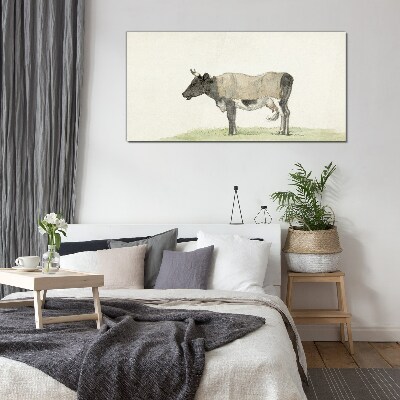 Glasbild Kuh auf der Wiese