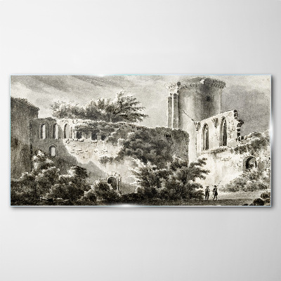 Glasbild Ruinen in der Landschaft