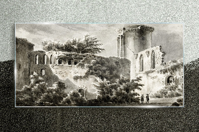 Glasbild Ruinen in der Landschaft