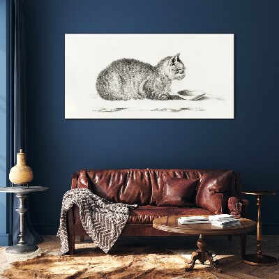 Glasbild Idyllische Katze am Napf