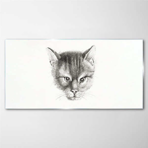 Glasbild Porträt einer Katze in Grautönen