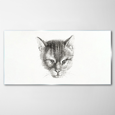 Glasbild Porträt einer Katze in Grautönen