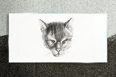 Glasbild Porträt einer Katze in Grautönen