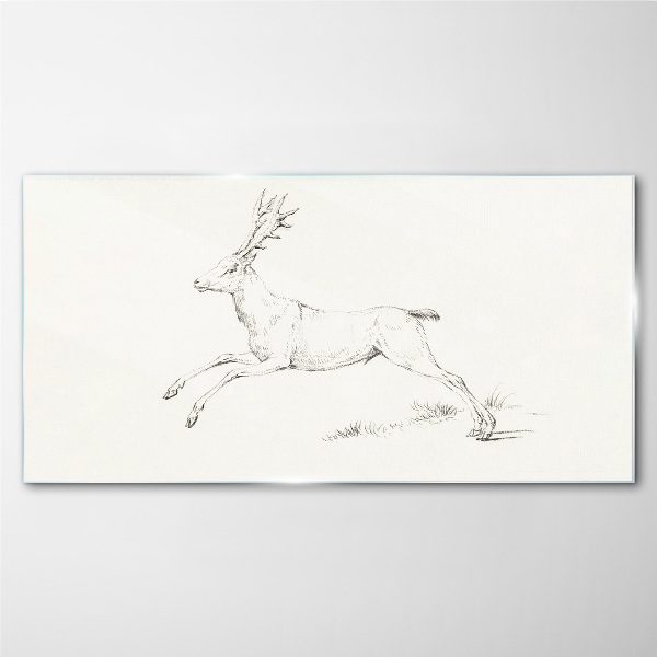 Glasbild Springender Hirsch auf weißem Hintergrund