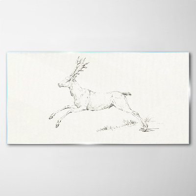 Glasbild Springender Hirsch auf weißem Hintergrund