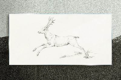 Glasbild Springender Hirsch auf weißem Hintergrund