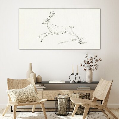 Glasbild Springender Hirsch auf weißem Hintergrund