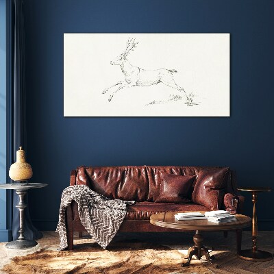 Glasbild Springender Hirsch auf weißem Hintergrund